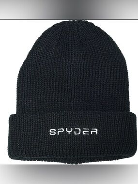 SPYDER OS Boy/Girl Black Knit Cuffed Beanie Hat